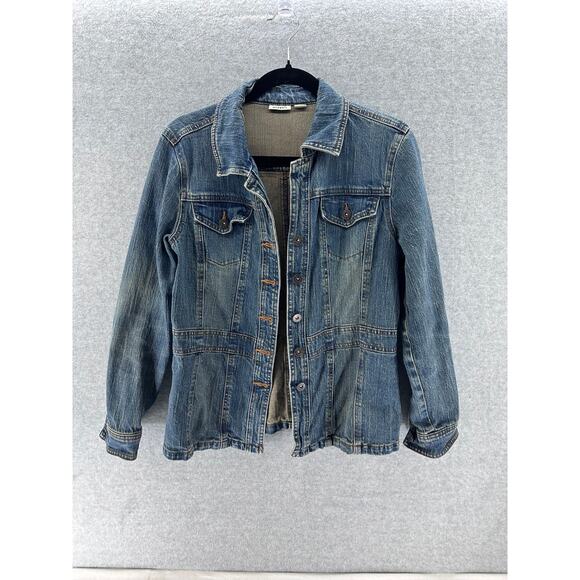 Cato Women's sz M Jean Denim Jacket Button Down Western - Picture 1 of 6